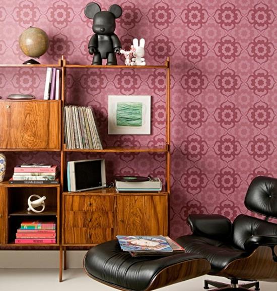 δροσερό σαλόνι ιδέες σαλόνι τοίχο ταπετσαρία μοτίβο χρώμα σχεδίασης ameas χαλαρώστε καρέκλες