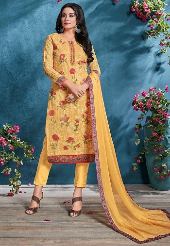 Pakistano medvilninė geltona suknelė
