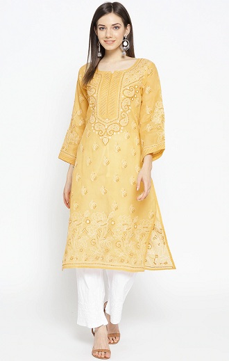 Palazzo ile Pamuk Chikankari Kurta