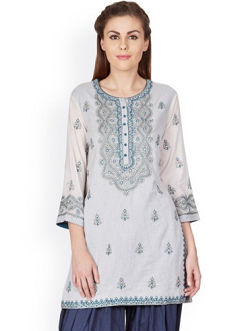 Ritu Kumar White Spausdintas Kurti