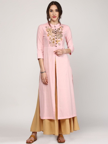 SASSAFRAS Kadın Pembe Nakışlı Kurta