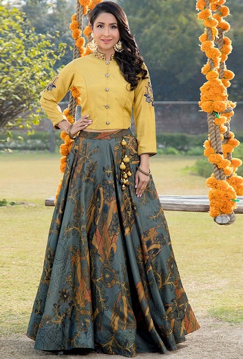 Medvilninis šilkas Lehenga