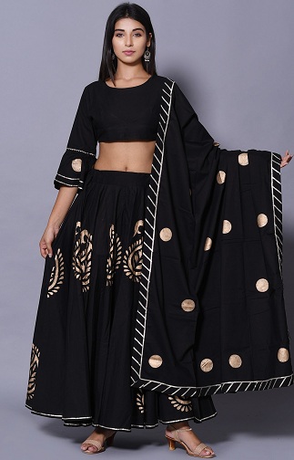 Medvilninė spauda Lehenga