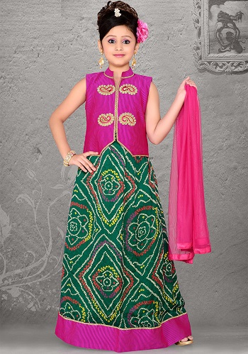 Medvilnė Lehenga Choli vaikams
