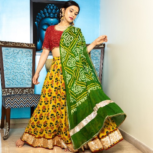 Medvilnė Bandhani Chaniya Choli