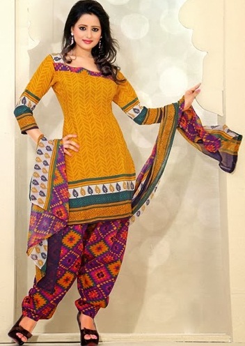 Kelių spalvų medvilnės „Salwar Kameez“ dizainai