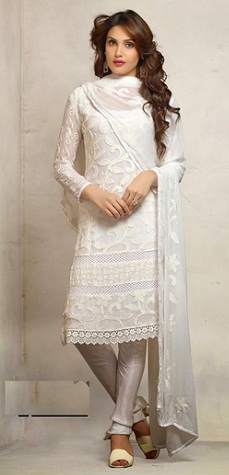 Grynos baltos medvilnės „Salwar“ kostiumo dizainas