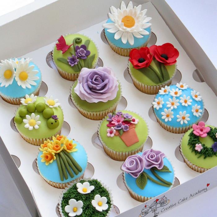 Cupcake ιδέες διακόσμησης λουλούδια καλοκαιρινό πάρτι γενεθλίων