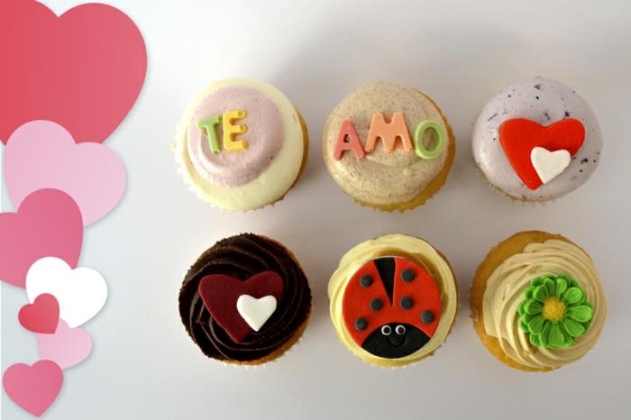 cupcake deco ιδέες πράσινα λούστρο γράμματα amore καρδιές λουλούδια