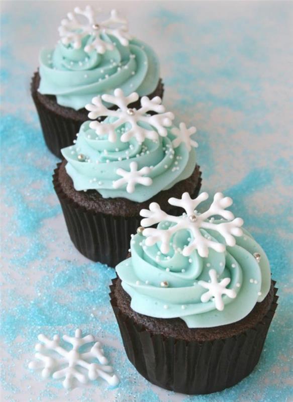 cupcake deco ιδέες χειμώνα πρωτοχρονιά πάρτι διακοσμήσεις τραπέζι χιονιού κρύσταλλα