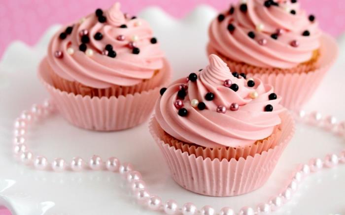 cupcake deco muffins κρέμα μαργαριτάρια ζάχαρη πασπαλίζει γάμο
