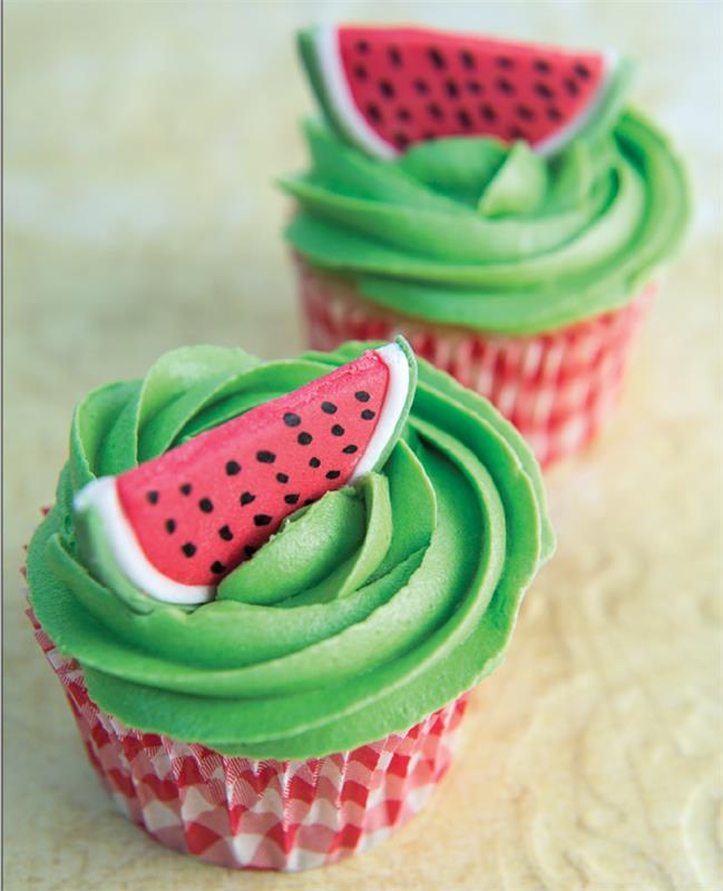 cupcake deco muffins καλοκαιρινές ιδέες πράσινο κρεμώδες καρπούζι