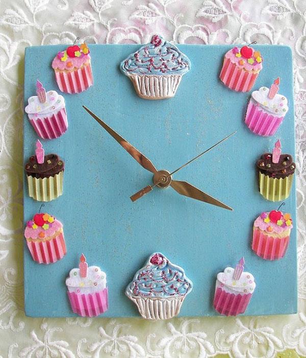 cupcakes έπιπλα σχεδιάζει ρολόι τοίχου τιρκουάζ