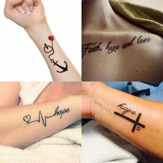 κυρίες μινιμαλιστική πεποίθηση αγάπη ελπίδα τατουάζ