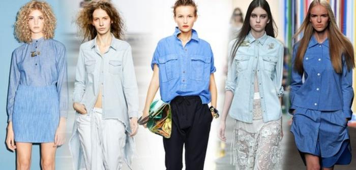 γυναικείες μπλούζες τάσεις γυναικεία μόδα 2016 μπλε αποχρώσεις γυναικεία πουκάμισα τζιν