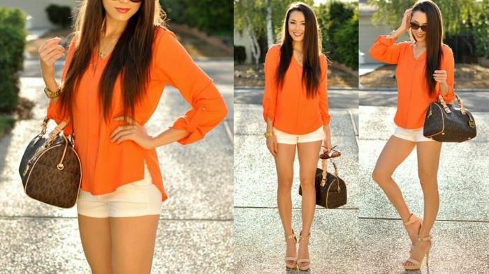 γυναικείες μπλούζες τάσεις γυναικεία μόδα 2016 γυναικείο πουκάμισο πορτοκαλί μακριά μανίκια