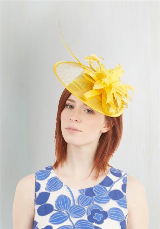 γυναικεία καπέλα ρετρό διακοσμητικό καπέλο κίτρινο