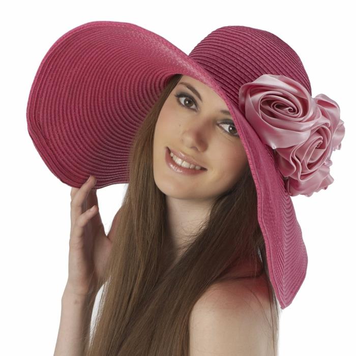 γυναικεία καπέλα ψάθινο καπέλο καλοκαίρι ροζ τριαντάφυλλα ντεκό
