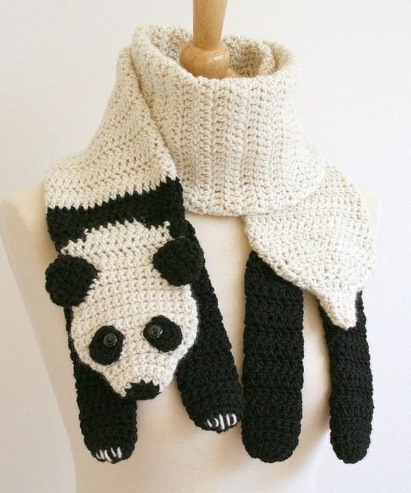 γυναικείο κασκόλ μαύρο λευκό panda χειμερινά κασκόλ γυναίκες