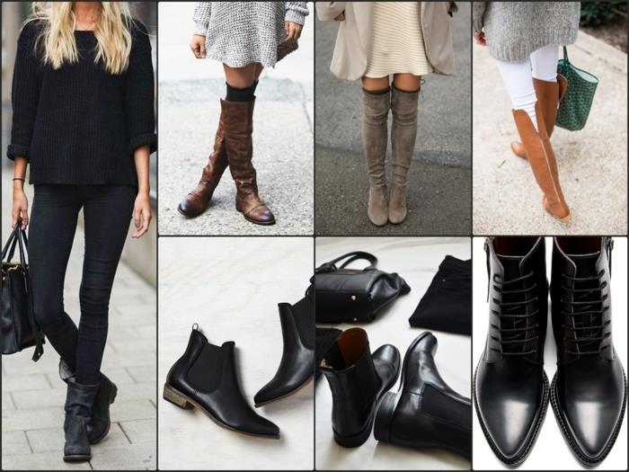 γυναικείες μπότες φθινοπωρινά χειμωνιάτικες μπότες κυρίες μαύρο δέρμα