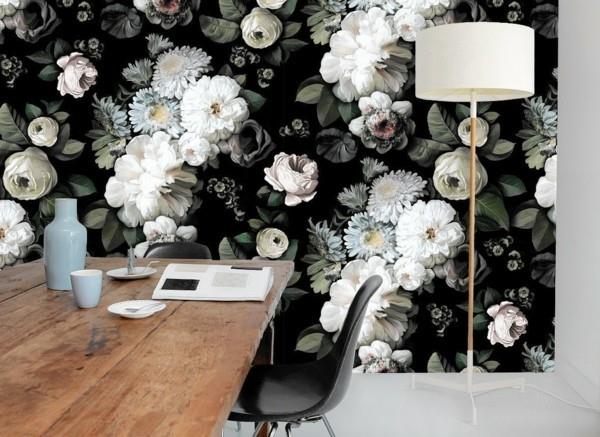 ιδέες διακόσμησης σκούρου floral τοίχου από ταπετσαρίες ellie cashman