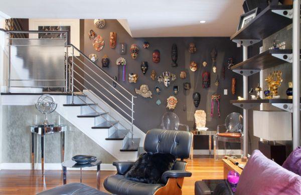 το διαχρονικό Eames Lounge Chair γκρίζοι τοίχοι εκλεκτικού στιλ