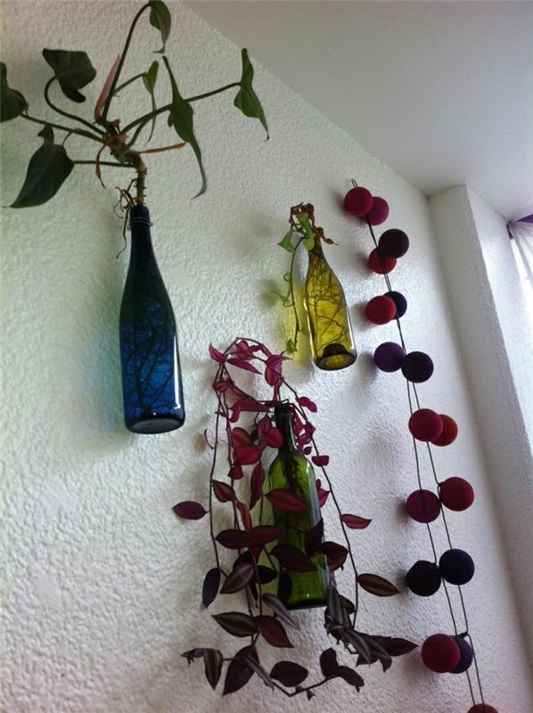 μπουκάλια διακόσμησης φυτά διακόσμησης τοίχων