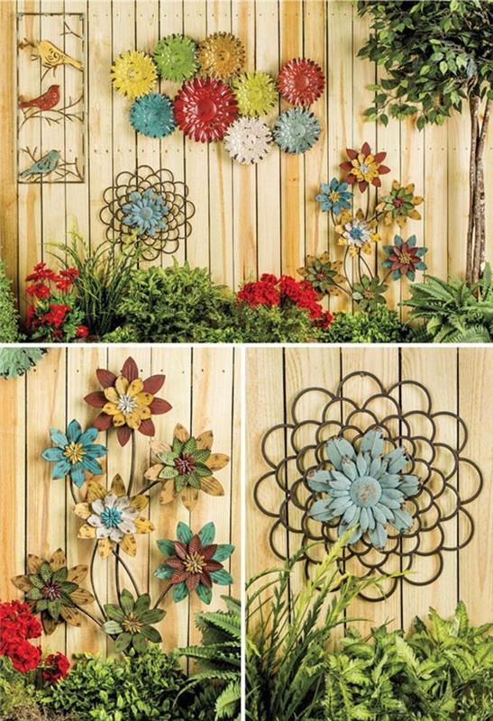 διακόσμηση κήπου δημιουργικές ιδέες διακόσμησης λουλούδια φράχτη κήπου