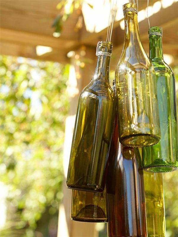 διακόσμηση κήπου μπουκάλια κρασιού κουρδιστές ιδέες διακόσμησης diy