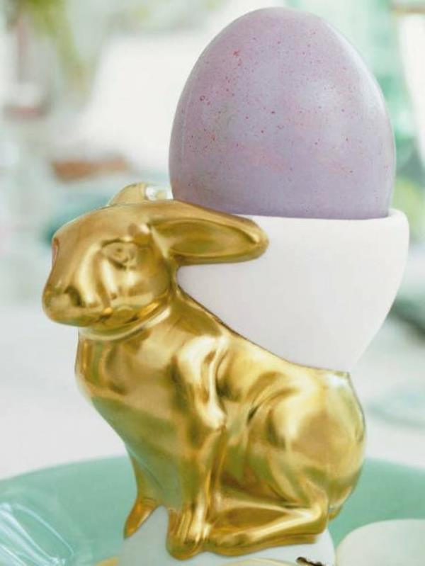 ιδέα διακόσμησης για πασχαλινό χρυσό πασχαλινό λαγουδάκι αυγό πάσχα αυγά