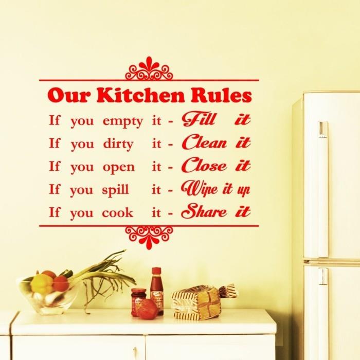ιδέες ντεκό κουζίνας τοίχο διακοσμητικά αυτοκόλλητα τοίχου κανόνες ζωντανές ιδέες κουζίνα