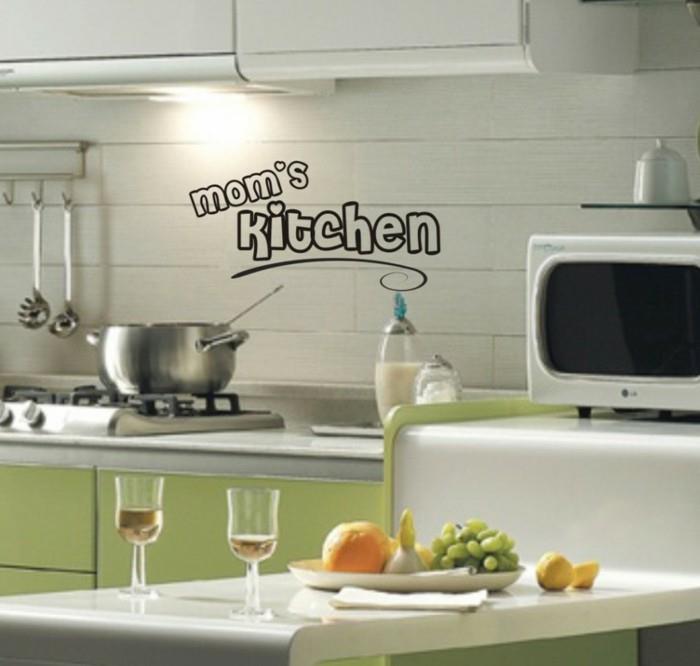 ντεκό ιδέες αυτοκόλλητα τοίχου κουζίνας πράσινα ντουλάπια κουζίνας