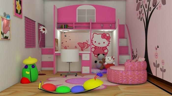 ιδέες διακόσμησης κοριτσάκια παιδικού δωματίου ανοιχτό ροζ παιχνίδια τοίχου