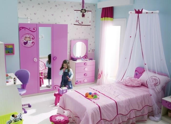 ιδέες ντεκό παιδικό δωμάτιο κοριτσιών ροζ έπιπλα κρεβάτι θόλος