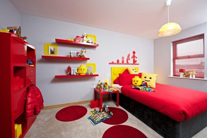 ιδέες διακόσμησης παιδικό δωμάτιο κόκκινες προθέσεις αστεία ρίξτε μαξιλάρια