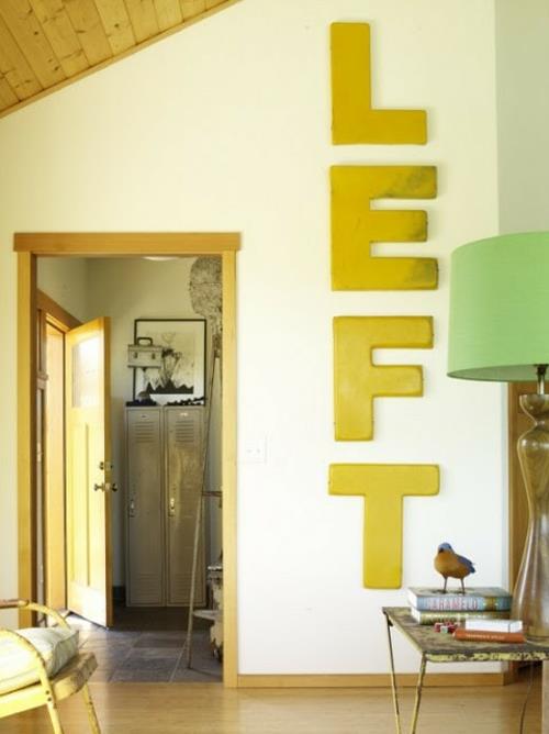 Διακοσμήστε το σπίτι με λέξεις γιρλάντα αριστερά κίτρινα γράμματα