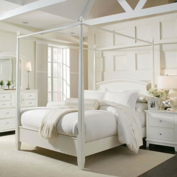 ντεκό ιδέες κρεβατοκάμαρα λευκό χαλί λουλούδι ντεκό κρεβάτι με ουρανό