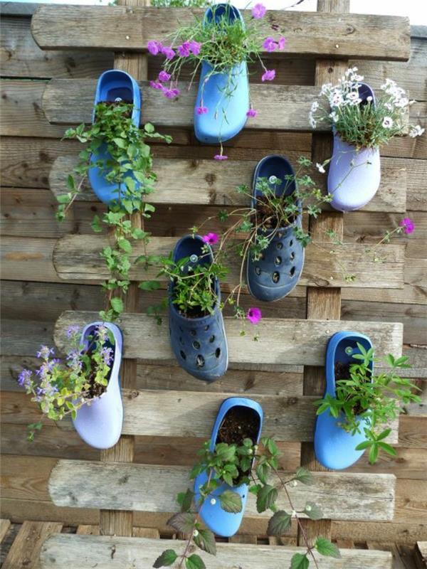 ιδέες διακόσμησης το κάνετε μόνοι σας κηπουρική φυτά φυτέψτε δοχεία παλιά παπούτσια