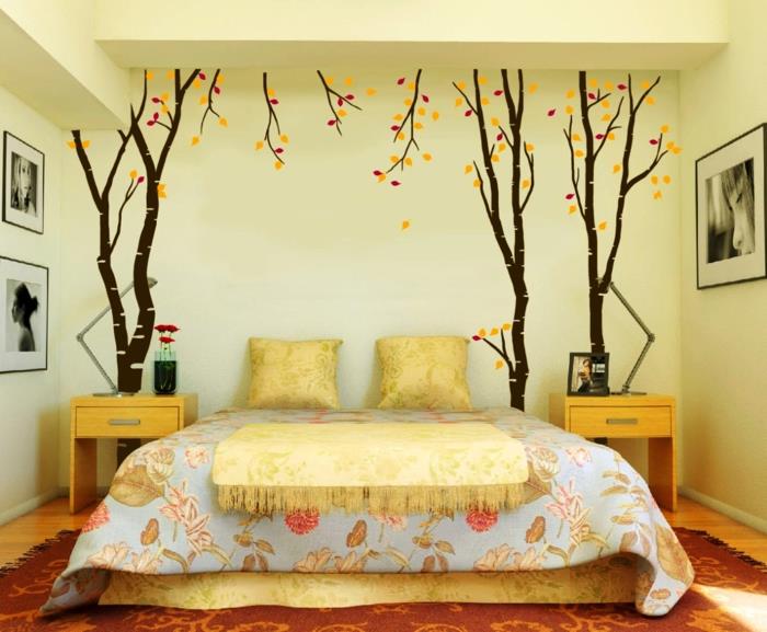 ιδέες ντεκό ντεκό κάνετε μόνοι σας αυτοκόλλητα τοίχου δέντρα διακοσμούν το υπνοδωμάτιο