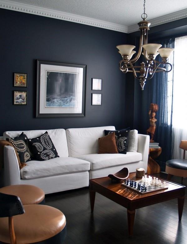 καφέ και μπλε ιδέες διακόσμησης σαλονιού Fresh 15 Όμορφες ιδέες σχεδιασμού σκούρου μπλε τοίχου