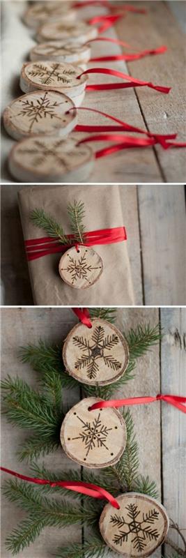 διακόσμηση με ξύλινους δίσκους φτιάξτε τις δικές σας ιδέες χειροτεχνίας για τα Χριστούγεννα