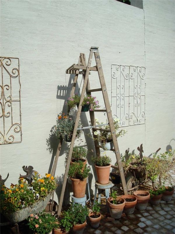 φτιάξτε μόνη σας διακόσμηση ιδέες κήπου με παλιές σκάλες