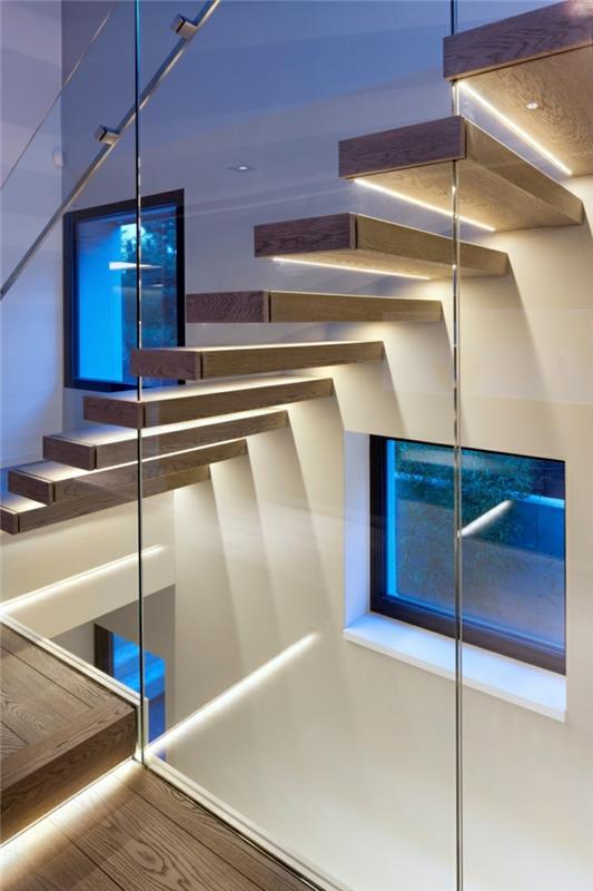 deco ιδέες φωτισμού ενσωματωμένα φώτα led σκάλα σκαλοπάτια σκαλοπατιών