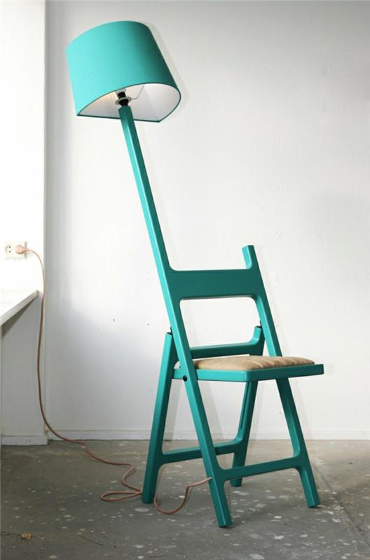 ντεκό ιδέες φωτισμός πτυσσόμενη καρέκλα λαμπάκι δαπέδου