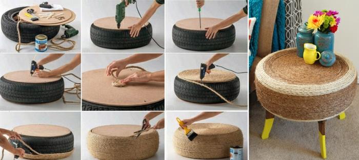 Deco ιδέες diy παλιά αντικείμενα παλιά ελαστικά αυτοκινήτου πλαϊνό σκαμπό τραπέζι φτιάξτε μόνοι σας