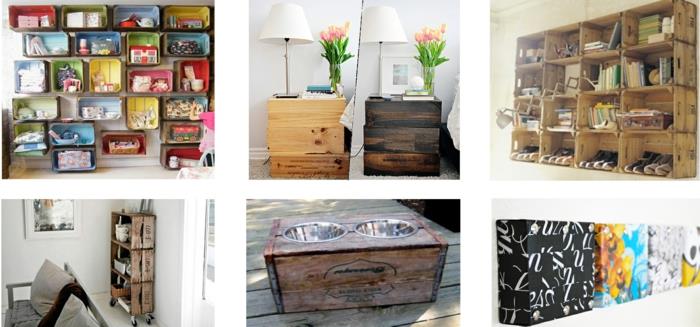 διακοσμητικές ιδέες diy παλιά αντικείμενα ξύλινα κουτιά κόντρα πλακέ ευρώ παλέτες ράφια τοίχου πλευρικό τραπέζι κομοδίνο φτιάξτε μόνοι σας