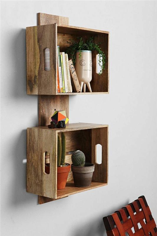 deco ιδέες diy αντικείμενα ξύλινα κουτιά χτίστε μόνοι σας ράφια τοίχου