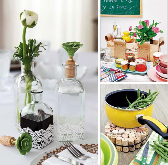 deco ιδέες diy παλιά αντικείμενα ανακύκλωση ανακύκλωση φελλών γυάλινα μπουκάλια ξύλινα κουτιά