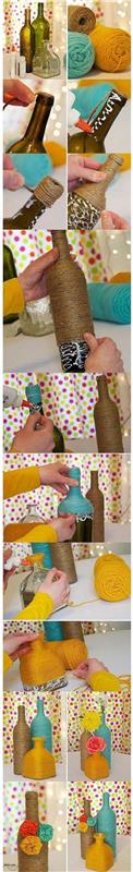 ντεκο ιδεες diy αντικειμενα βάζα φτιάξτε τα δικά σας γυάλινα μπουκάλια γιούτα