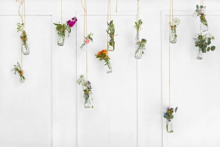 ντεκο ιδεες ανοιξιάτικες ιδέες τοίχου διακοσμητικά βάζα μαστόνοι ανοιξιάτικα λουλούδια
